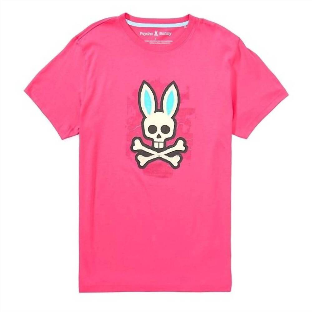 NEW PSYCHO BUNNY men's marcus graphic tee in fuschia